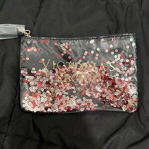 Victoria's Secret Black and Red Sequin Cosmetic Bag
